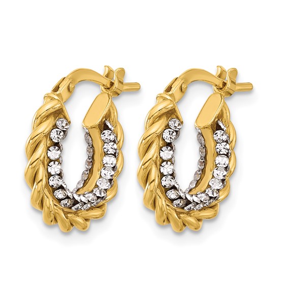 Leslie's Gold Polished Crystal Hoop Earrings