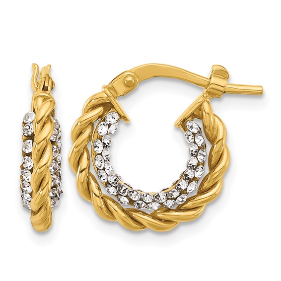 Leslie's Gold Polished Crystal Hoop Earrings