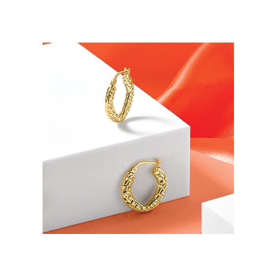 Leslie's 14k Polished and D/C Hoop Earrings