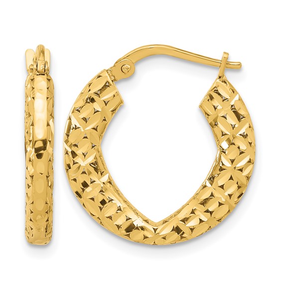 Leslie's 14k Polished and D/C Hoop Earrings