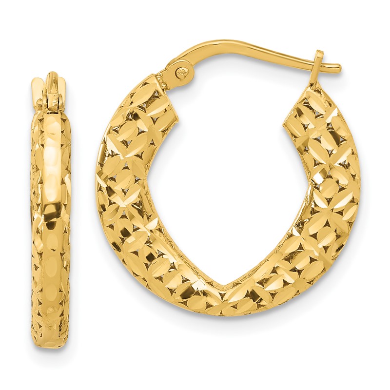 14k Polished and D/C Hoop Earrings