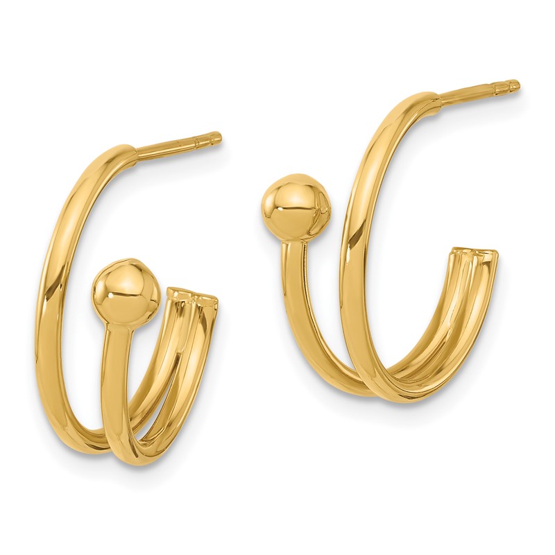 14K Polished J-Hoop Earrings