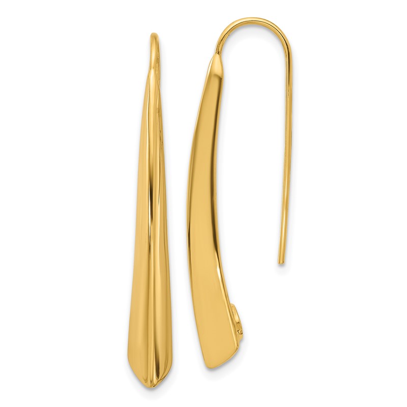 14K Polished Drop Bar Threader Earrings