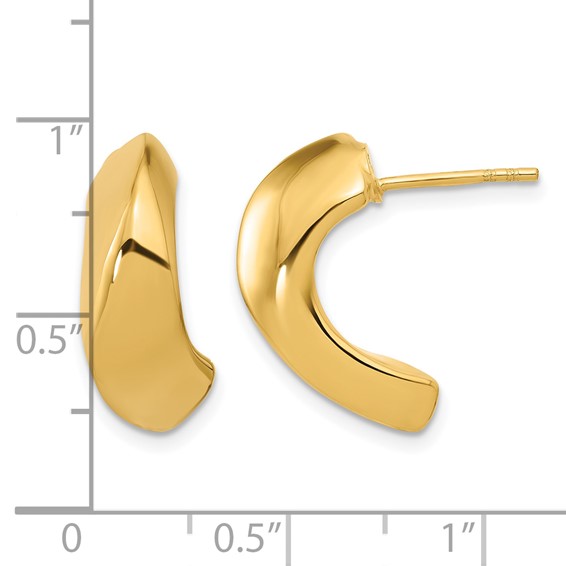 Leslie's 14K Polished Hollow J-Hoop Post Earrings