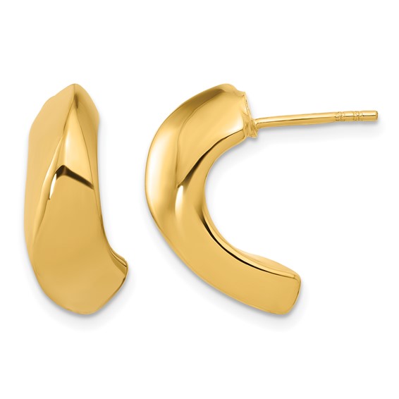 Leslie's 14K Polished Hollow J-Hoop Post Earrings