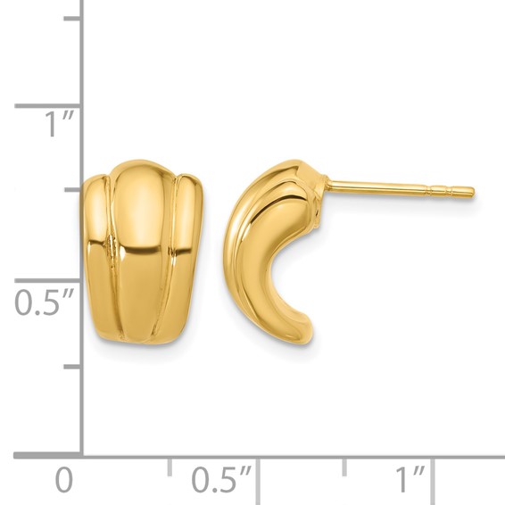 Leslie's 14K Polished Hollow J-Hoop Post Earrings