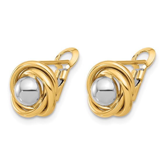 Leslie's 14K Two-tone Polished Omega Back Earrings