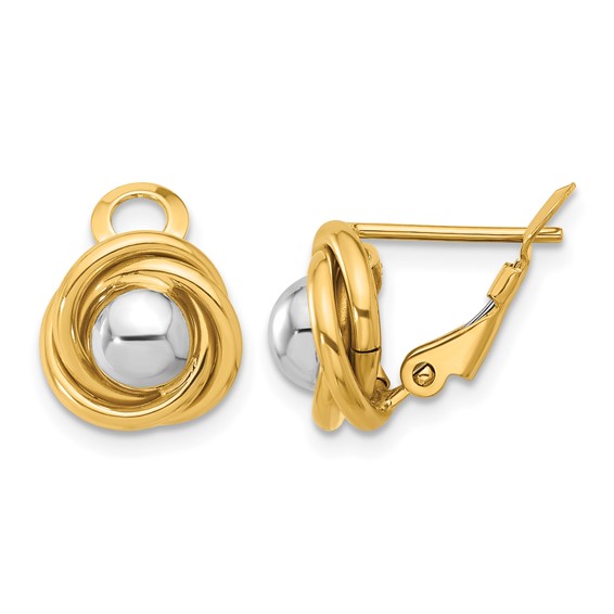Leslie's 14K Two-tone Polished Omega Back Earrings