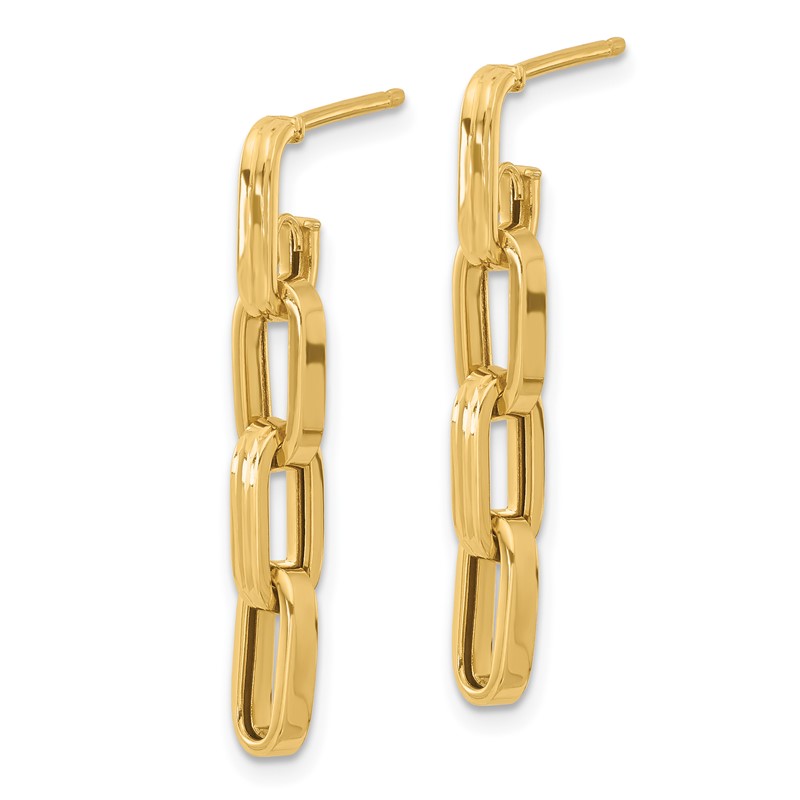 14K Polished Link Dangle Post Earrings