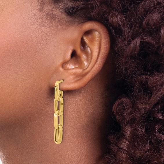 Leslie's 14K Polished Link Dangle Post Earrings
