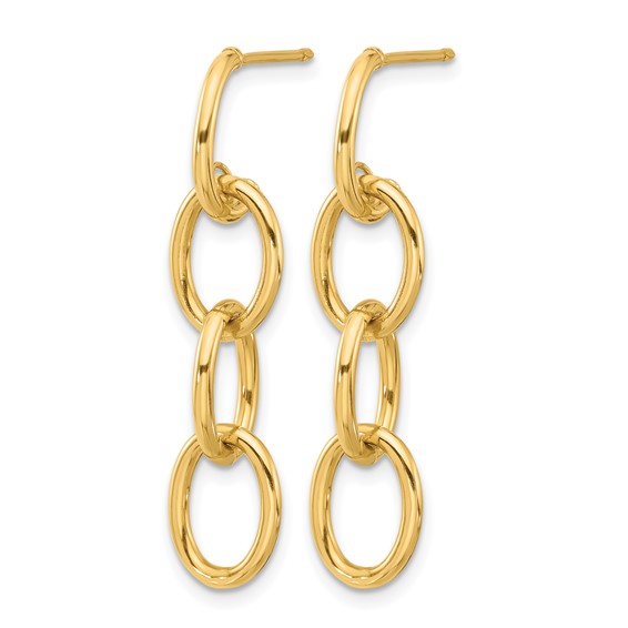 Leslie's 14K Polished Triple Circle Link Dangle Post Earrings