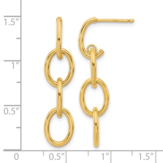 Leslie's 14K Polished Triple Circle Link Dangle Post Earrings