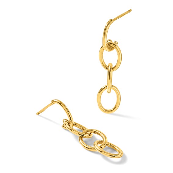 Leslie's 14K Polished Triple Circle Link Dangle Post Earrings