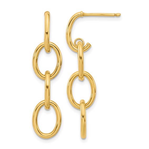 Leslie's 14K Polished Triple Circle Link Dangle Post Earrings