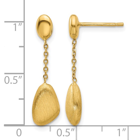 Leslie's 14k Brushed and Polished Dangle Post Earrings