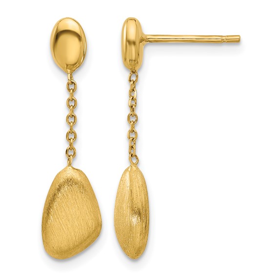 Leslie's 14k Brushed and Polished Dangle Post Earrings