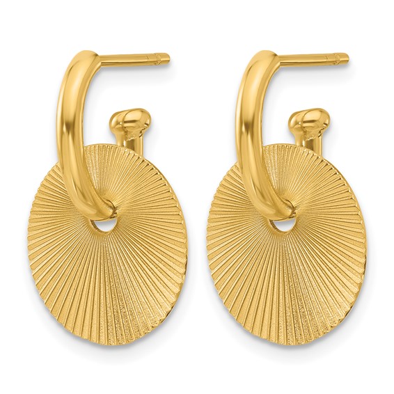 Leslie's 14K Polished and Textured Circle Dangle Post Earrings