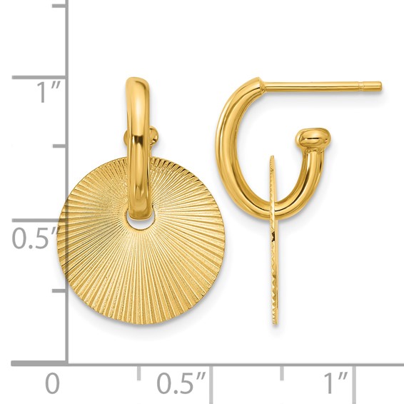 Leslie's 14K Polished and Textured Circle Dangle Post Earrings