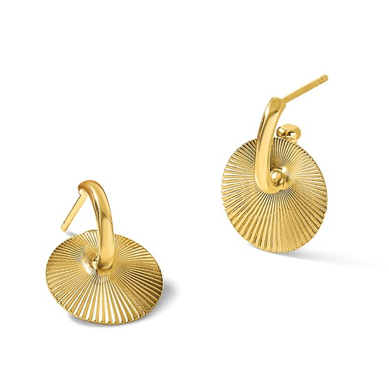 Leslie's 14K Polished and Textured Circle Dangle Post Earrings