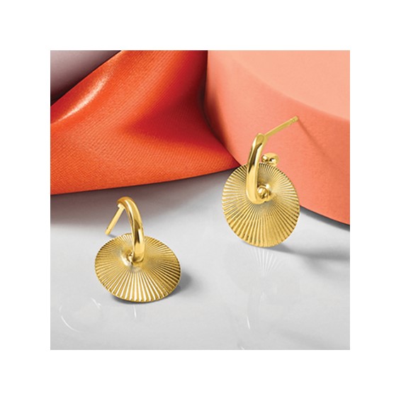 Leslie's 14K Polished and Textured Circle Dangle Post Earrings