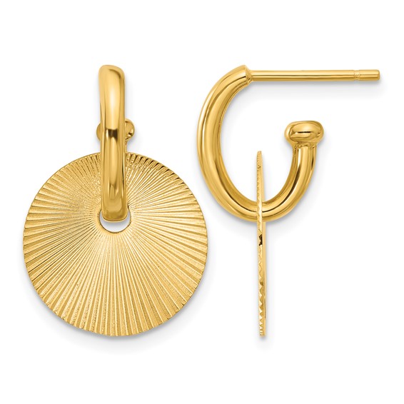 Leslie's 14K Polished and Textured Circle Dangle Post Earrings
