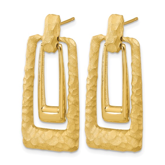 Leslie's 14K Polished and Satin Rectangle Dangle Post Earrings