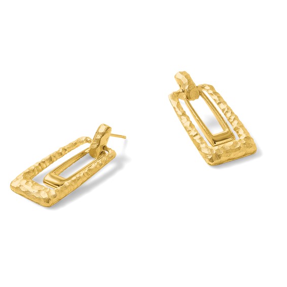 Leslie's 14K Polished and Satin Rectangle Dangle Post Earrings