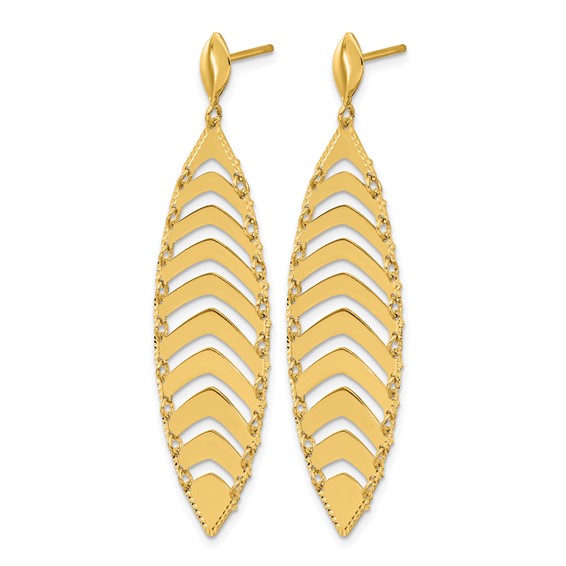 Leslie's 14k Polished D/C Post Dangle Leaf Earrings