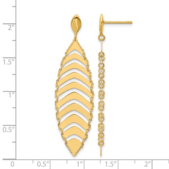 Leslie's 14k Polished D/C Post Dangle Leaf Earrings