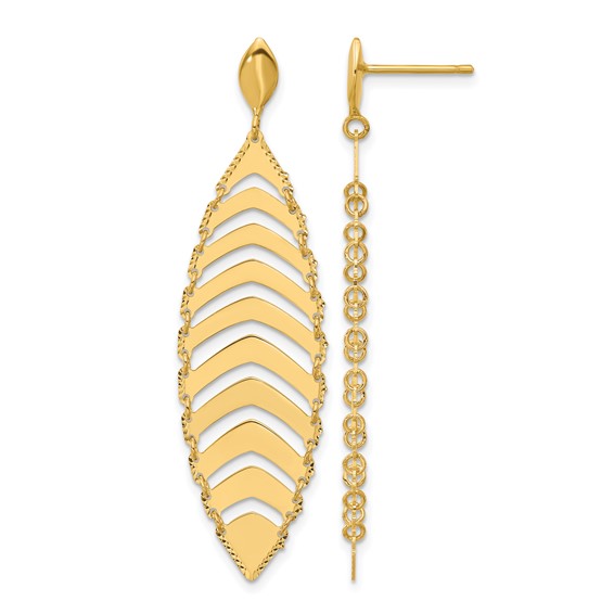 Leslie's 14k Polished D/C Post Dangle Leaf Earrings