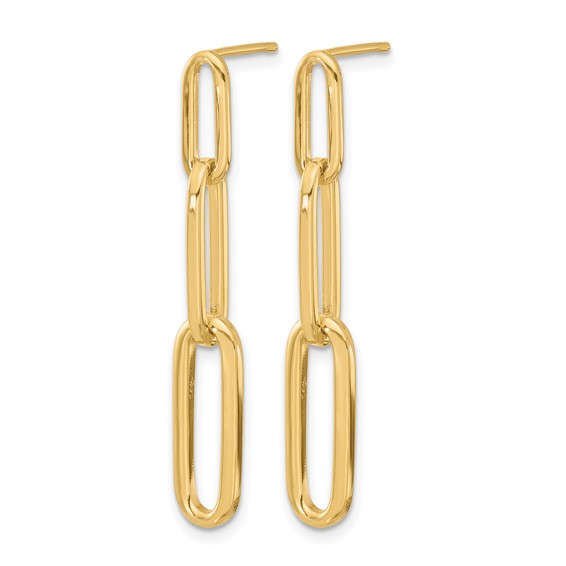 Leslie's 14k Polished Paperclip Link Post Dangle Earrings