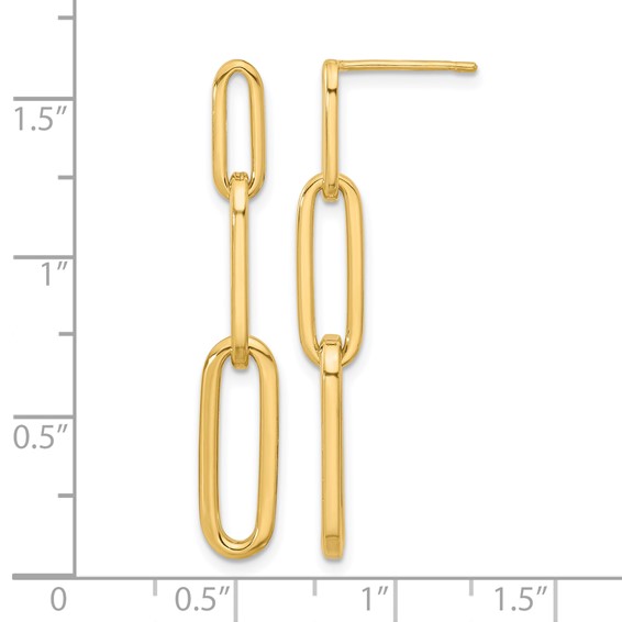 Leslie's 14k Polished Paperclip Link Post Dangle Earrings