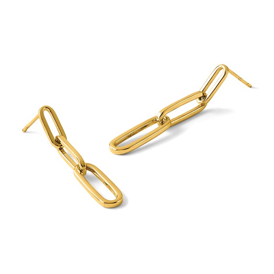 Leslie's 14k Polished Paperclip Link Post Dangle Earrings