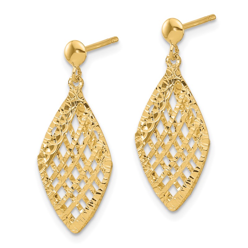 14k Polished D/C Post Dangle Earrings