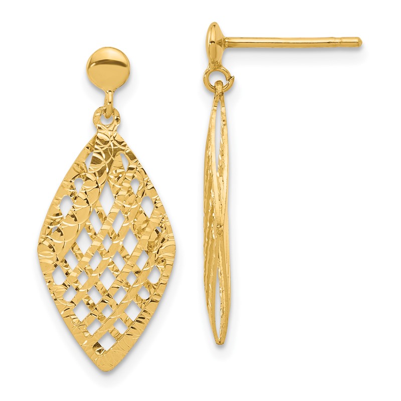 14k Polished D/C Post Dangle Earrings