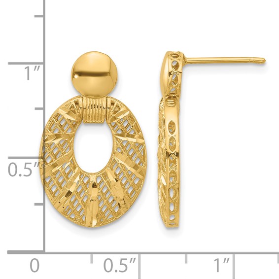 Leslie's 14k Polished D/C Oval Post Dangle Earrings