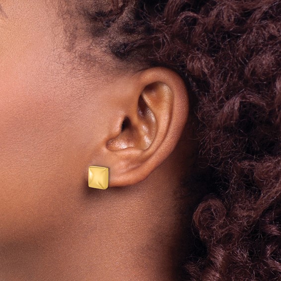Leslie's 14K Polished Hollow Puffed Square Post Earrings