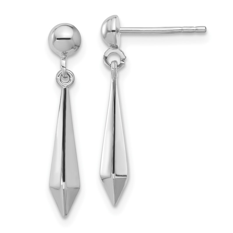 14K White Gold Polished Post Dangle Earrings