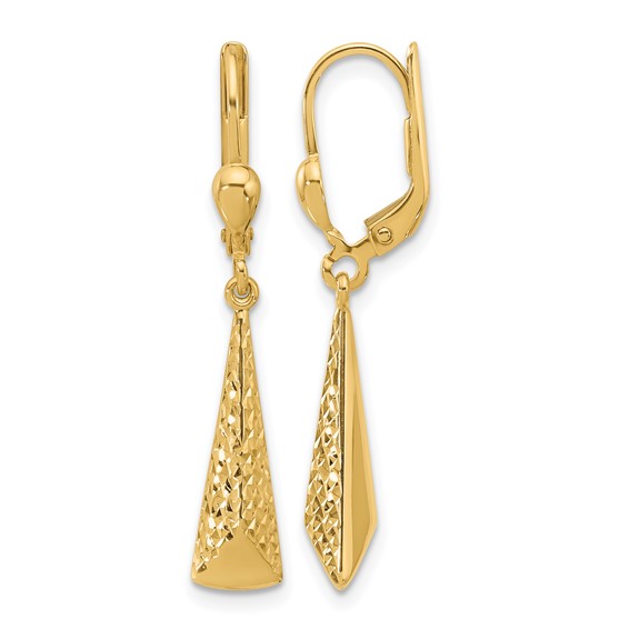 Leslie's Gold Polished and Diamond-cut Dangle Earrings