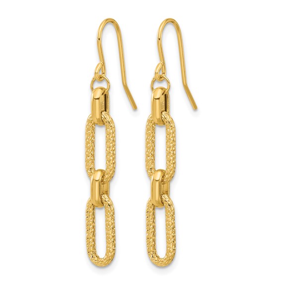 Leslie's 14K Polished and D/C Link Dangle Earrings
