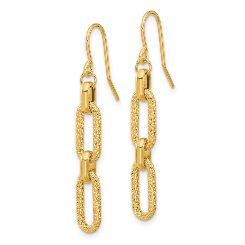 14K Polished and D/C Link Dangle Earrings