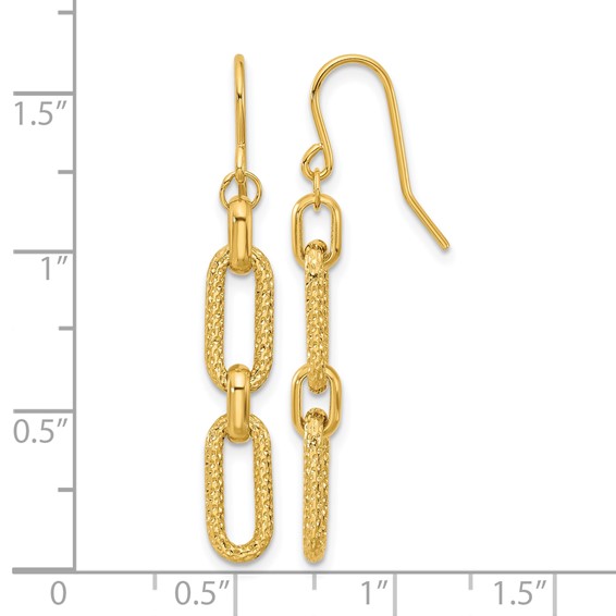 Leslie's 14K Polished and D/C Link Dangle Earrings