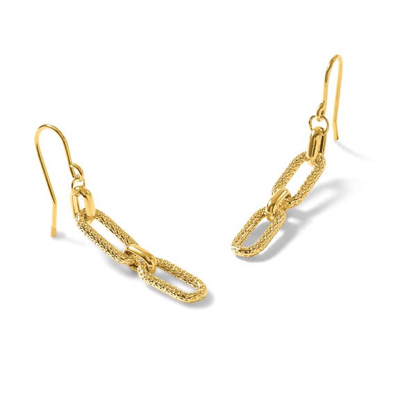 Leslie's 14K Polished and D/C Link Dangle Earrings