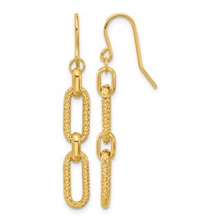 Leslie's 14K Polished and D/C Link Dangle Earrings