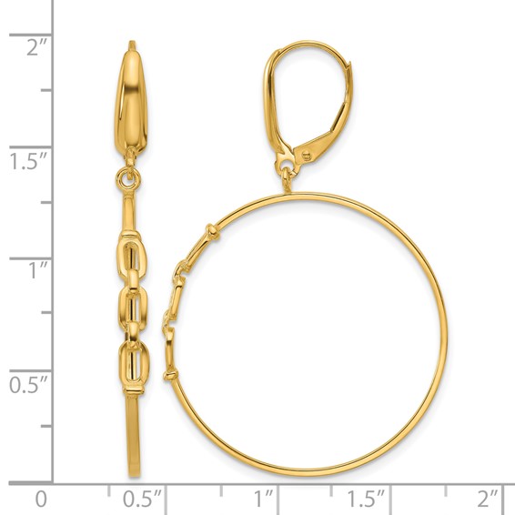 Leslie's 14K Polished Link Design Leverback Hoop Earrings