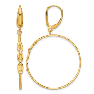 Leslie's 14K Polished Link Design Leverback Hoop Earrings