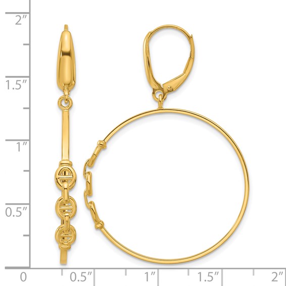 Leslie's 14K Polished Link Design Leverback Hoop Earrings