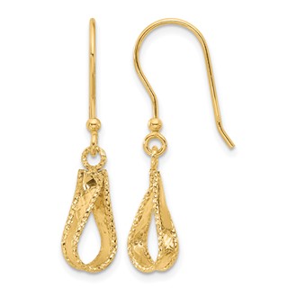 Leslie's 14K Polished and Diamond-cut Dangle Earrings
