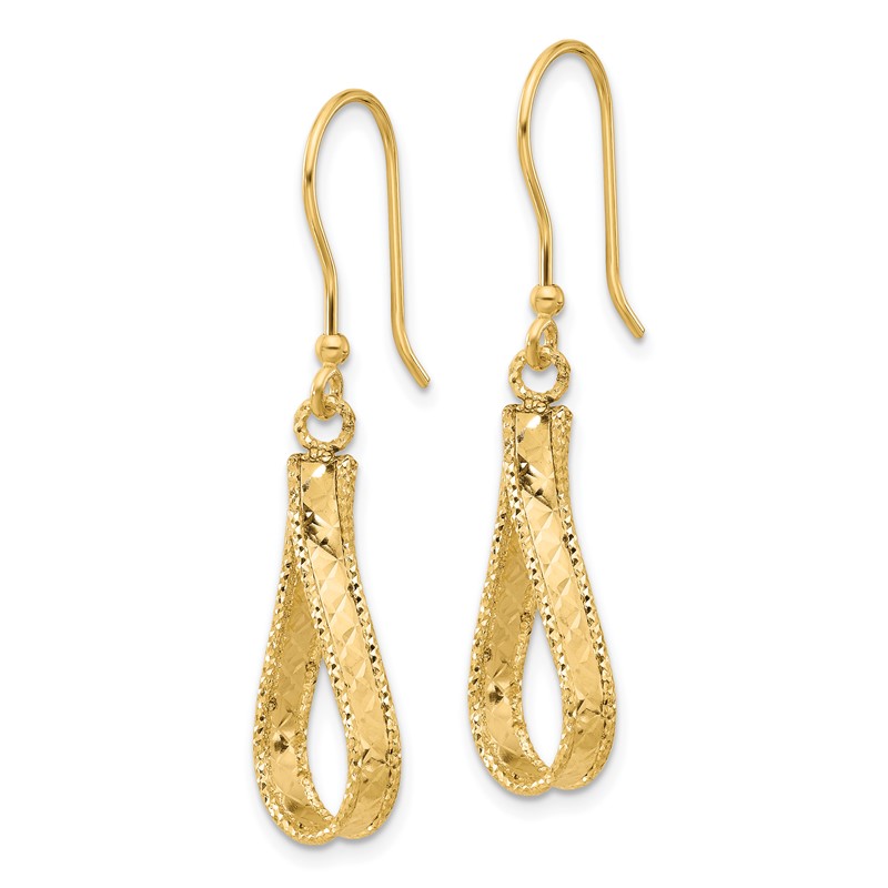 14K Polished and Diamond-cut Dangle Earrings
