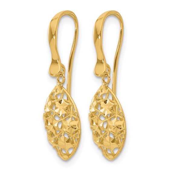 Leslie's 14k Polished D/C Shepherd Hook Dangle Earrings